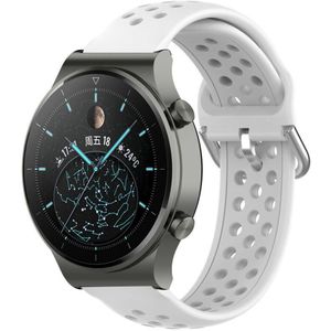 Strap-it Huawei Watch GT 2 Pro siliconen bandje met gaatjes (wit)