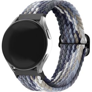 Strap-it Samsung Galaxy Watch 6 - 44mm verstelbaar geweven bandje (zwart/wit)