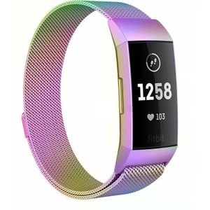 Strap-it Fitbit Charge 4 Milanese band (regenboog)