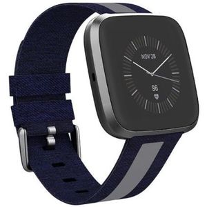 Strap-it Apple Watch 8 geweven nylon gesp band (blauw/grijs)