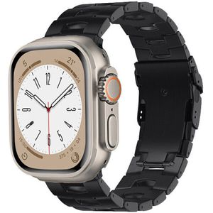 Strap-it Apple Watch titanium grain band (zwart)