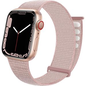 Strap-it Apple Watch nylon loop bandje (lichtroze)