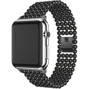 Strap-it Apple Watch 8 stalen kralen band (zwart)
