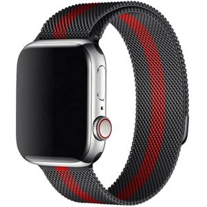 Strap-it Apple Watch 8 Milanese band (zwart/rood)