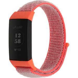 Strap-it Fitbit Charge 4 nylon band (roze/rood)