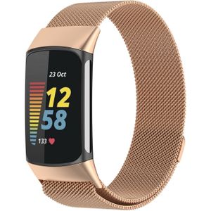 Strap-it Fitbit Charge 5 Milanese band (rosé goud)