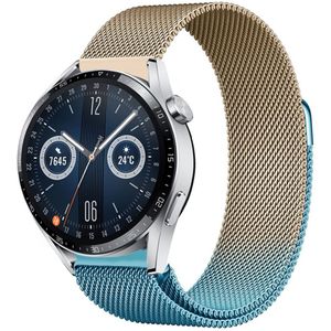 Strap-it Huawei Watch GT 3 46mm Milanese band (blauw/goud)