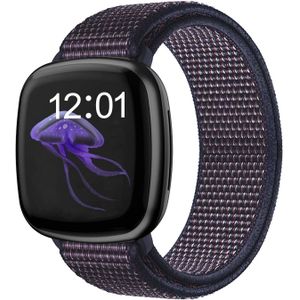 Strap-it Fitbit Versa 3 nylon bandje (indigo blauw)