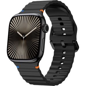 Strap-it Apple Watch Wave siliconen bandje (zwart)