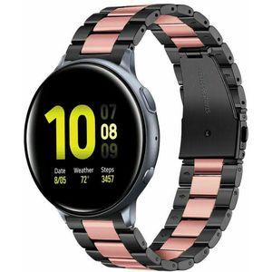Strap-it Samsung Galaxy Watch Active stalen band (zwart/roze)