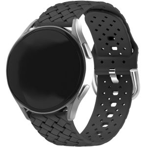 Strap-it Samsung Galaxy Watch 4 Classic 46mm gevlochten siliconen bandje (zwart)