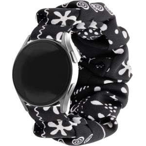 Strap-it Samsung Galaxy Watch Active scrunchie bandje (zwart mix)