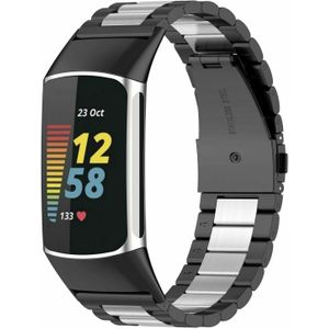 Strap-it Fitbit Charge 5 stalen band (zwart/zilver)