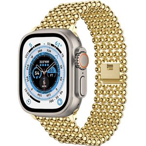 Strap-it Apple Watch Ultra stalen kralen band (goud)