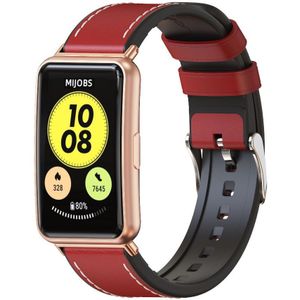 Strap-it Huawei Watch Fit New leren hybrid bandje (rood)