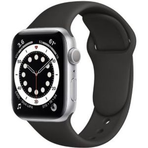 Strap-it Apple Watch 6 silicone band (zwart)