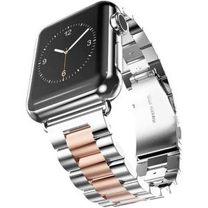 Strap-it Apple Watch stalen band (zilver/rosé goud)