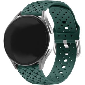 Strap-it Samsung Galaxy Watch 42mm gevlochten siliconen bandje (donkergroen)