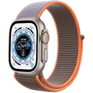 Strap-it Apple Watch Ultra nylon band (bruin-oranje)