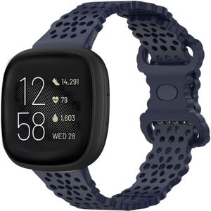 Strap-it Fitbit Versa 3 siliconen bandje met patroon (donkerblauw)