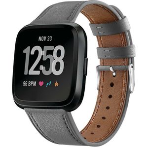 Strap-it Fitbit Versa 2 leren bandje (grijs)