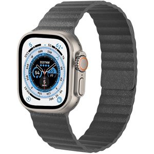 Strap-it Apple Watch Ultra leren loop bandje (grijs)