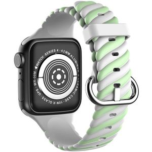 Strap-it Apple Watch 8 Twisted siliconen bandje (wit/groen)
