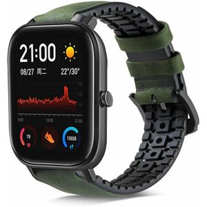 Strap-it Xiaomi Amazfit GTS siliconen / leren bandje (groen)