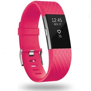 Strap-it Fitbit Charge 2 diamant silicone band (knalroze)