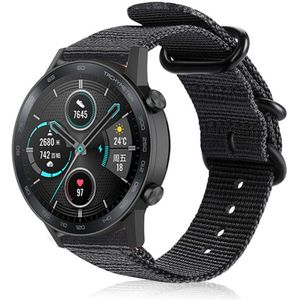 Strap-it Honor Magic Watch 2 nylon gesp band (zwart)