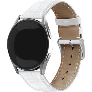 Strap-it Garmin Vivoactive 5 leather crocodile grain bandje (wit)