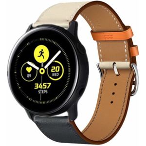 Strap-it Samsung Galaxy Watch active leren bandje (wit/donkerblauw)