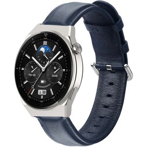 Strap-it Huawei Watch GT 3 Pro 46mm leren bandje (donkerblauw)
