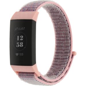Strap-it Fitbit Charge 3 nylon bandje (roze)