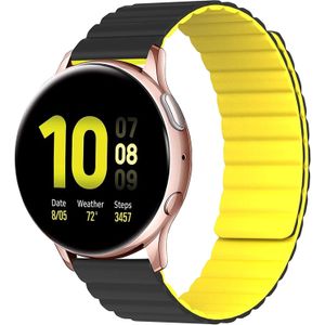 Strap-it Samsung Galaxy Watch Active magnetisch siliconen bandje (zwart/geel)