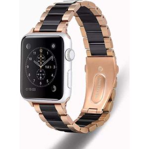 Strap-it Apple Watch keramiek stalen band (rosé goud/zwart)