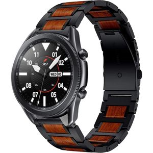 Strap-it Samsung Galaxy Watch 3 45mm houten/stalen band (zwart)