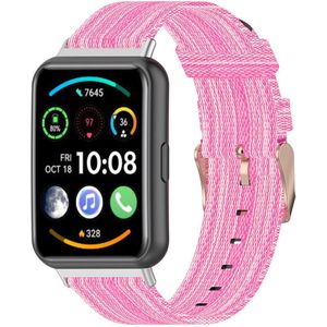 Strap-it Huawei Watch Fit 2 nylon gesp bandje (roze)