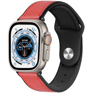 Strap-it Apple Watch Ultra leren hybrid bandje (rood)