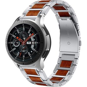Strap-it Samsung Galaxy Watch 46mm houten/stalen band (zilver)