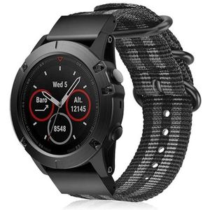 Strap-it Garmin Epix Gen 2 nylon gesp band (zwart/grijs)