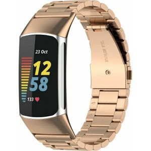 Strap-it Fitbit Charge 5 stalen band (rosé goud)