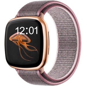 Strap-it Fitbit Versa 3 nylon bandje (pink sand)