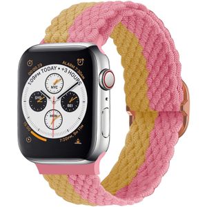 Strap-it Apple Watch verstelbaar geweven nylon bandje (geel/roze)