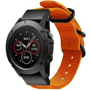 Strap-it Garmin Fenix 8 - 51mm nylon gesp band (oranje)