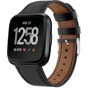 Strap-it Fitbit Versa 2 leren bandje (zwart)