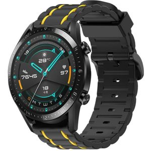Strap-it Huawei Watch GT 2 sport gesp band (zwart/geel)