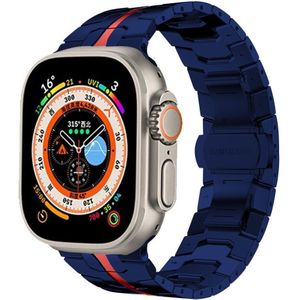 Strap-it Apple Watch steel iron band (blauw/rood)
