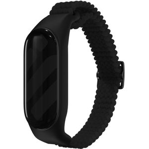 Strap-it Xiaomi Mi Band 6 gevlochten bandje (zwart)