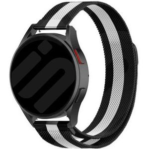 Strap-it Samsung Galaxy Watch 6 - 40mm Milanese band (zwart/wit)